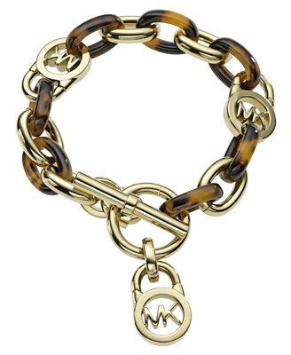 michael kors gold tone tortoise acetate link toggle bracelet|Michael Kors Gold.